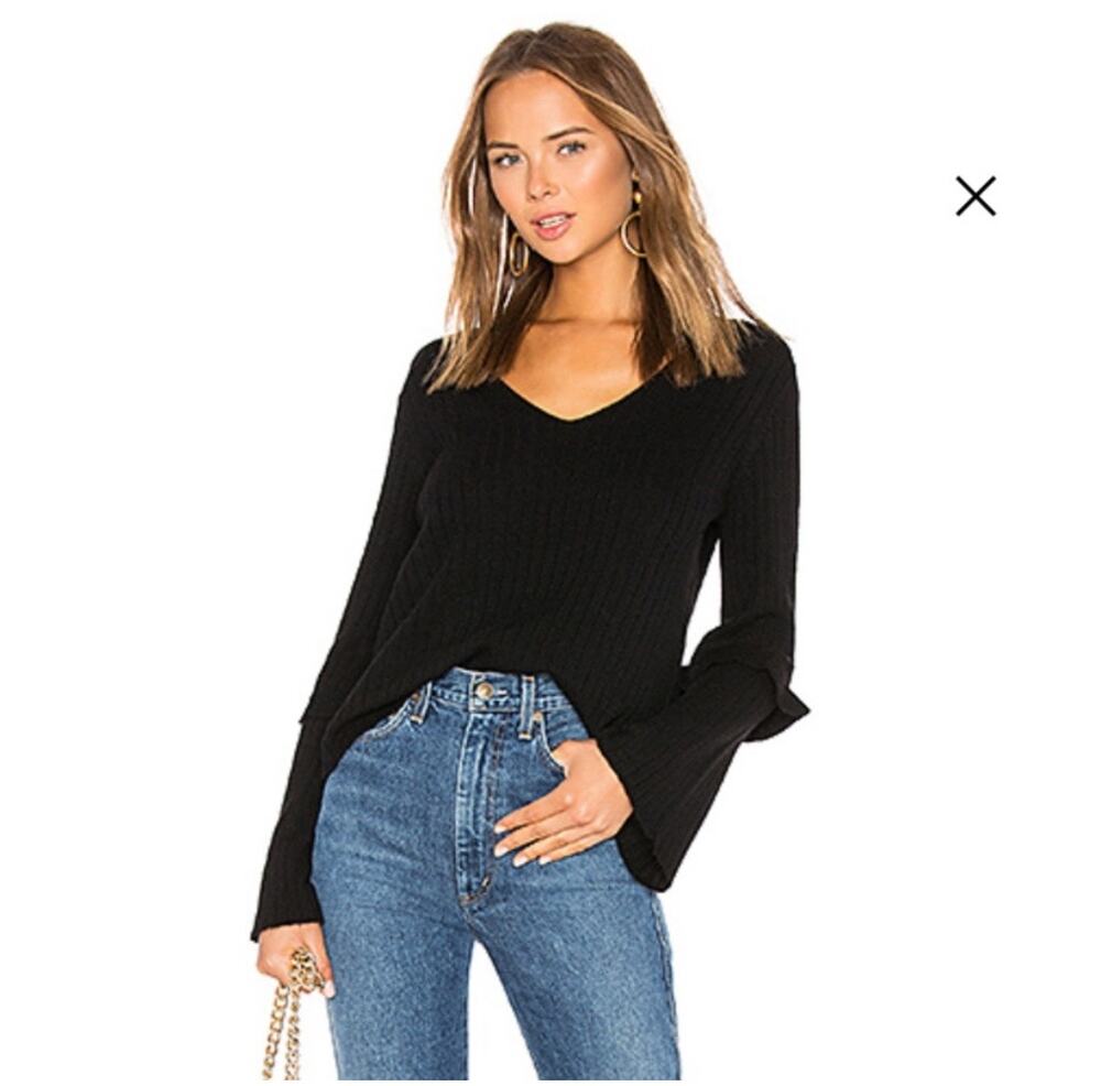 27 Miles Cashmere Baylee Bell Sleeve Sweater Black Sz S Great Condition!